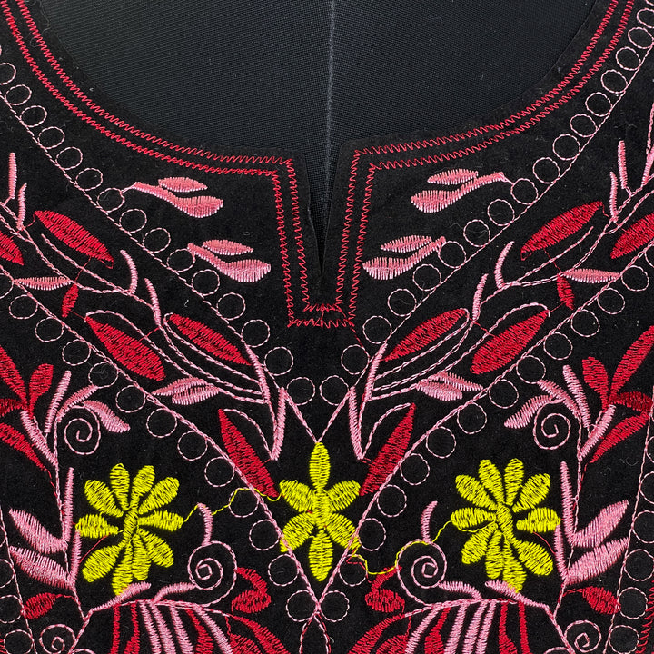 Embroidered Elegance floral and leafy neckline