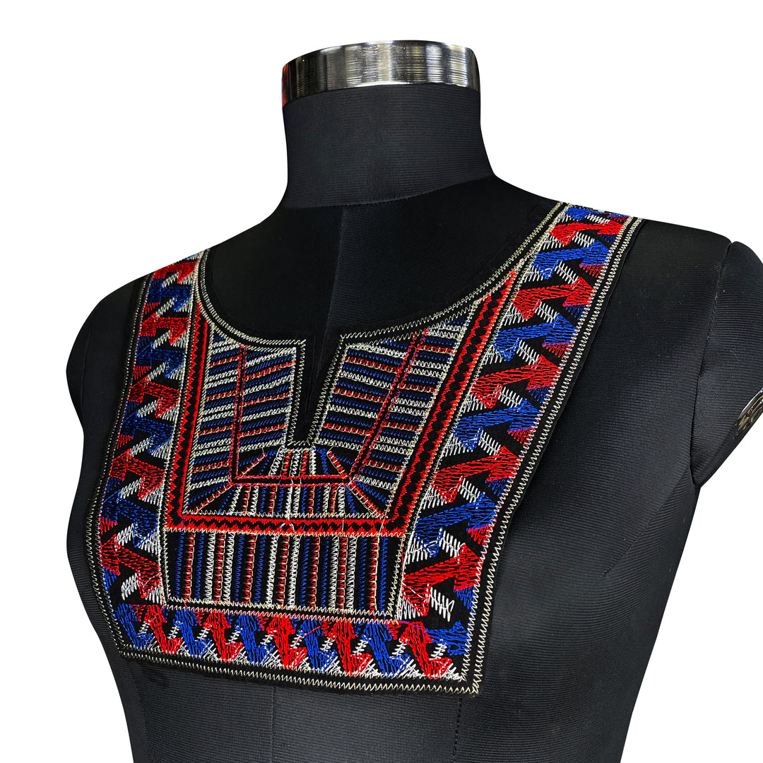 Colorful embroidery Tribal Neckline