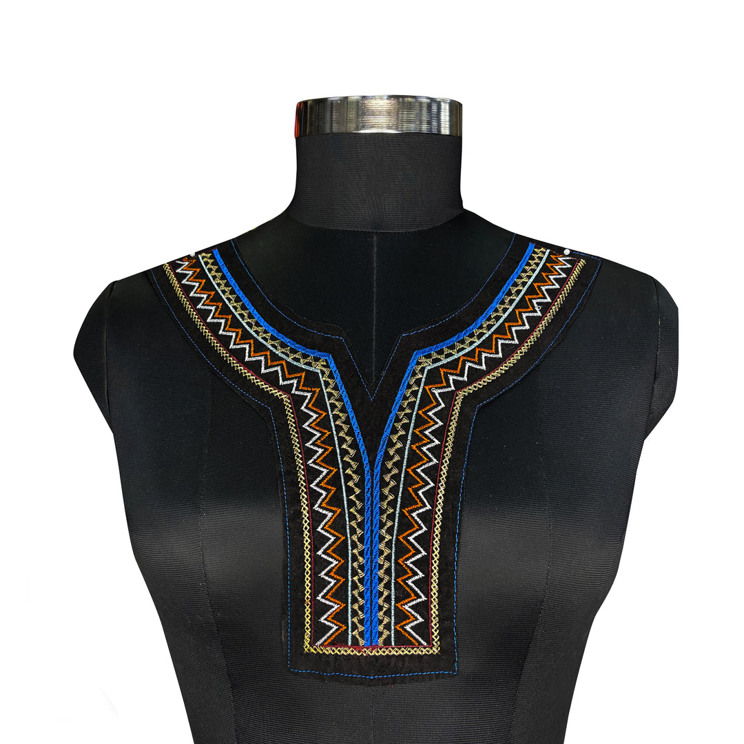 Tribal tapestry insert neckline