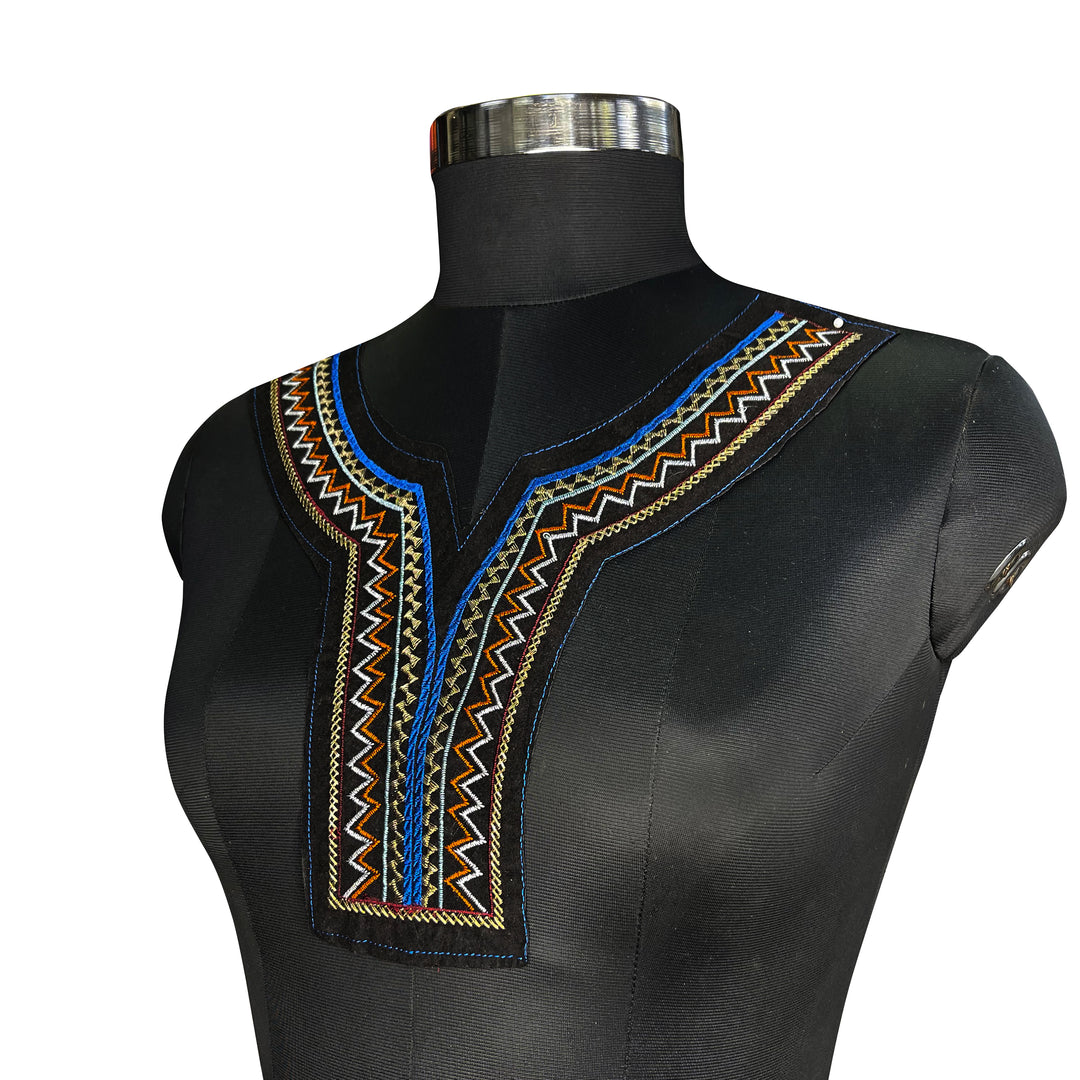 Tribal tapestry insert neckline