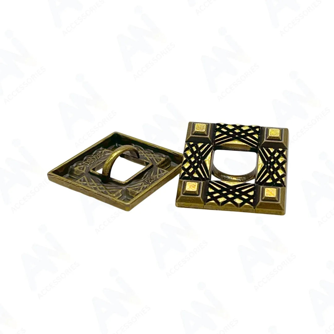 Intricate Square Metal Button for Clothing and Crafts | 18mm(28L) & 23mm(36L)