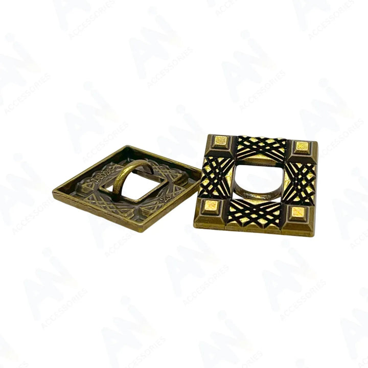 Intricate Square Metal Button for Clothing and Crafts | 18mm(28L) & 23mm(36L)