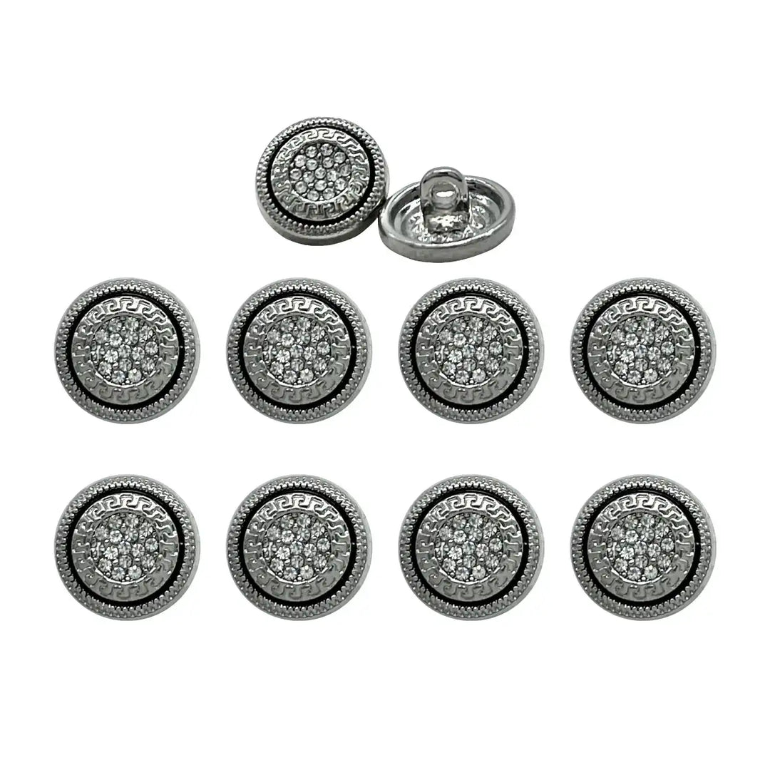 Greek Pattern Rhinestone Metal Shirt Buttons | 13mm(21L)
