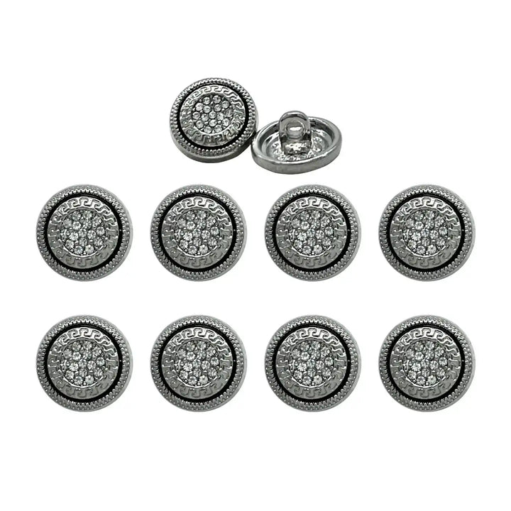 Greek Pattern Rhinestone Metal Shirt Buttons | 13mm(21L)