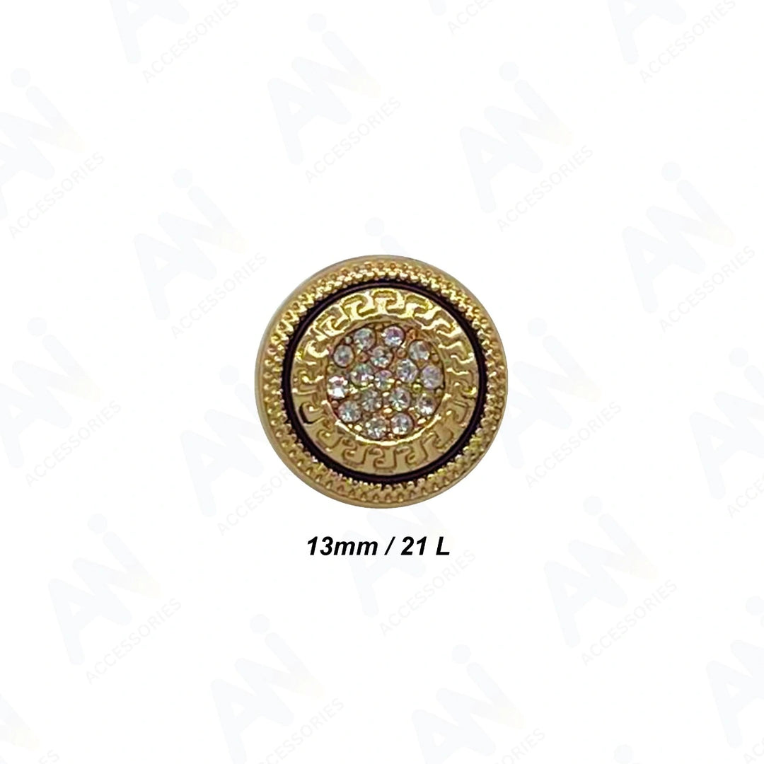 Greek Pattern Rhinestone Metal Shirt Buttons | 13mm(21L)