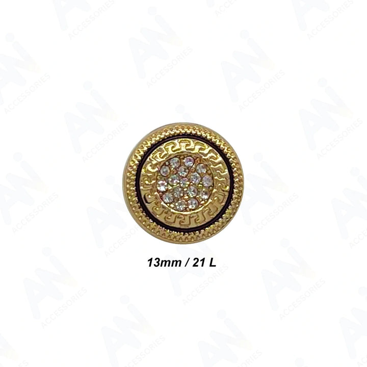 Greek Pattern Rhinestone Metal Shirt Buttons | 13mm(21L)