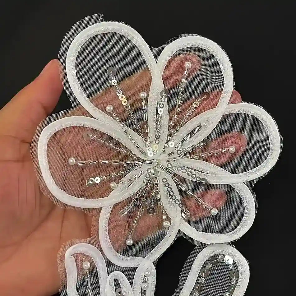 Luxury Beaded Botanical Appliqué