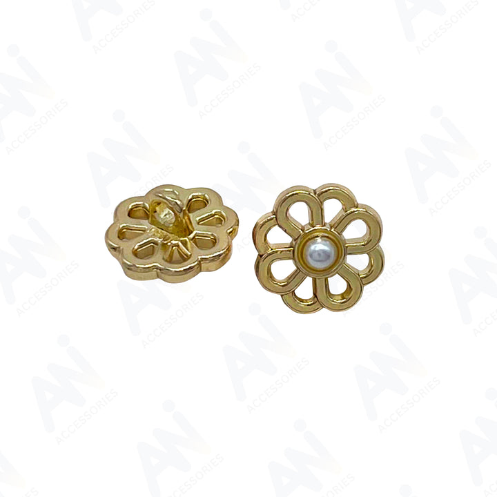 Gold Flower Buttons with Pearls