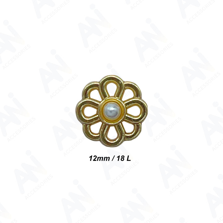 Gold Flower Buttons with Pearls