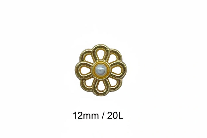 Decorative Flower Metal Buttons | 12mm(20L)