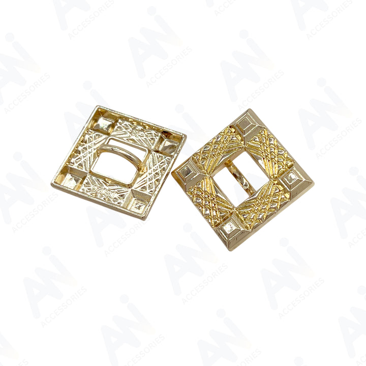 Intricate Square Metal Button for Clothing and Crafts