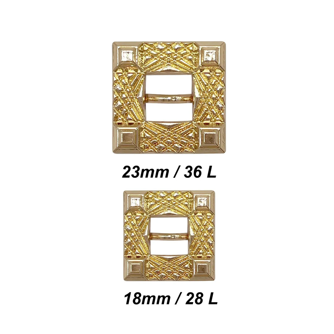Intricate Square Metal Button for Clothing and Crafts | 18mm(28L) & 23mm(36L)