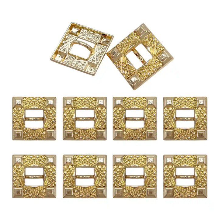 Intricate Square Metal Button for Clothing and Crafts | 18mm(28L) & 23mm(36L)
