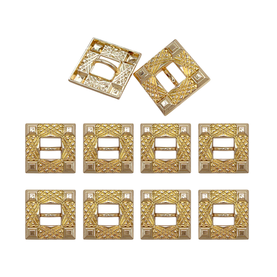 Intricate Square Metal Button for Clothing and Crafts