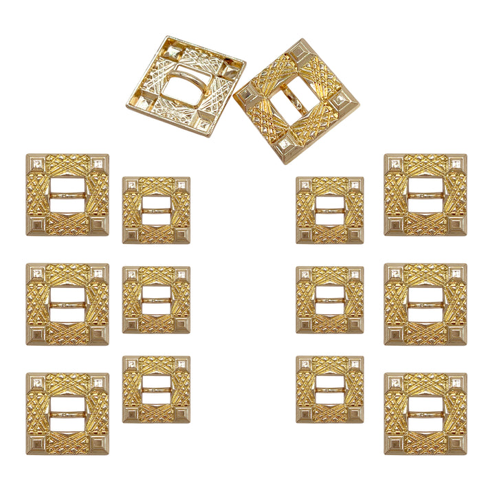 Intricate Square Metal Button for Clothing and Crafts