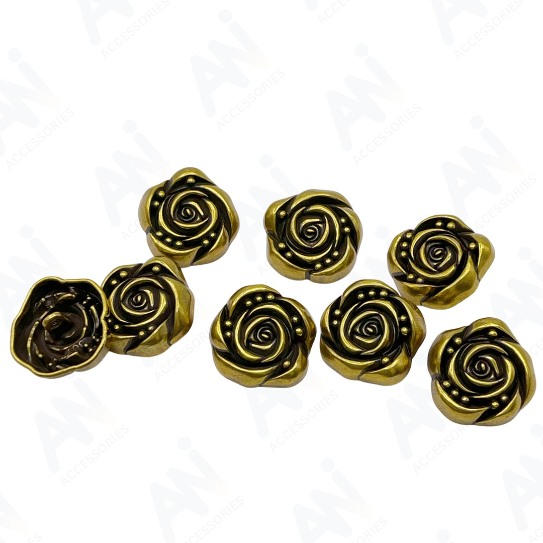 Decorative Rose Metal Buttons