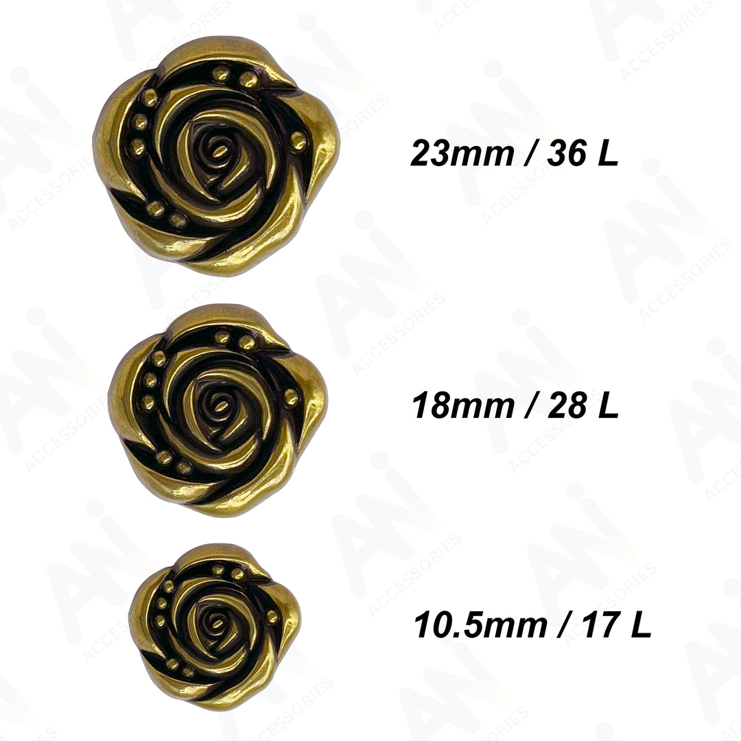 Decorative Rose Metal Buttons