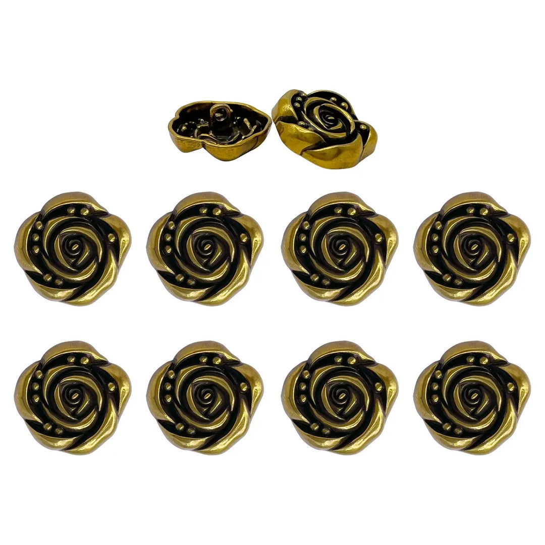 Decorative Rose Metal Buttons | 11mm(17L), 18mm(28L) & 23mm(36L)