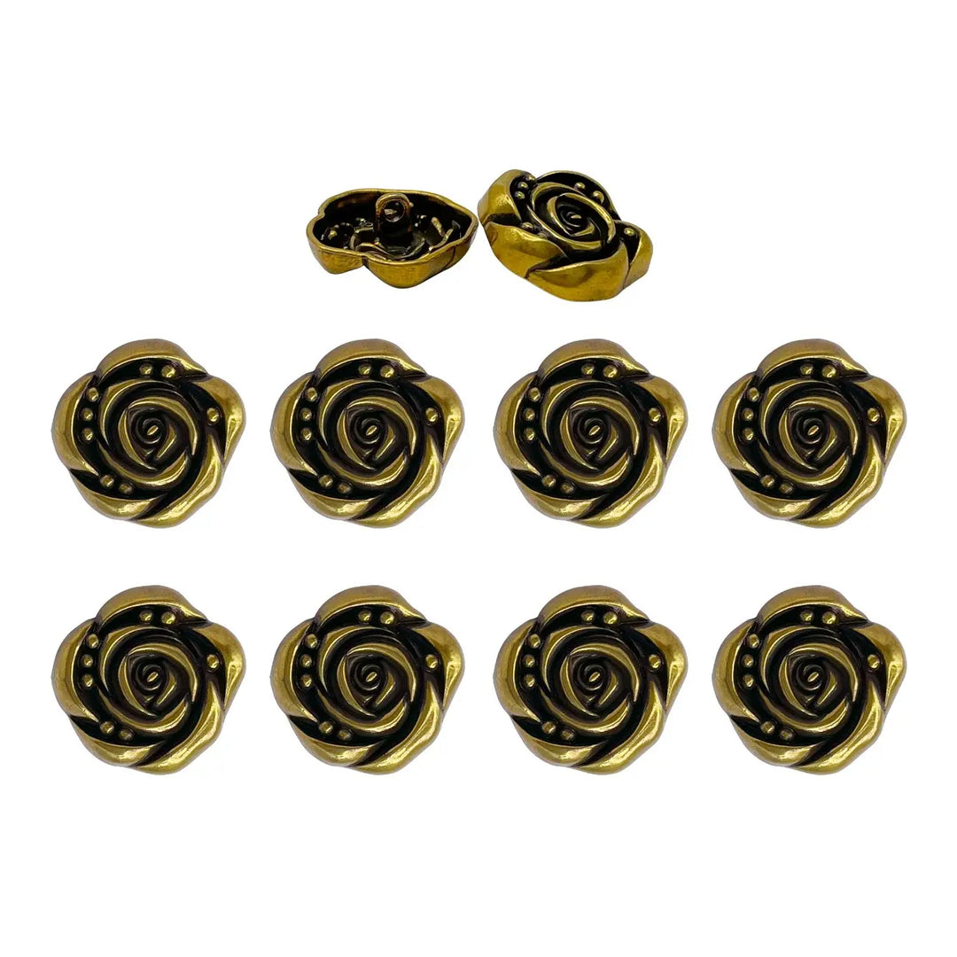 Decorative Rose Metal Buttons | 11mm(17L), 18mm(28L) & 23mm(36L)