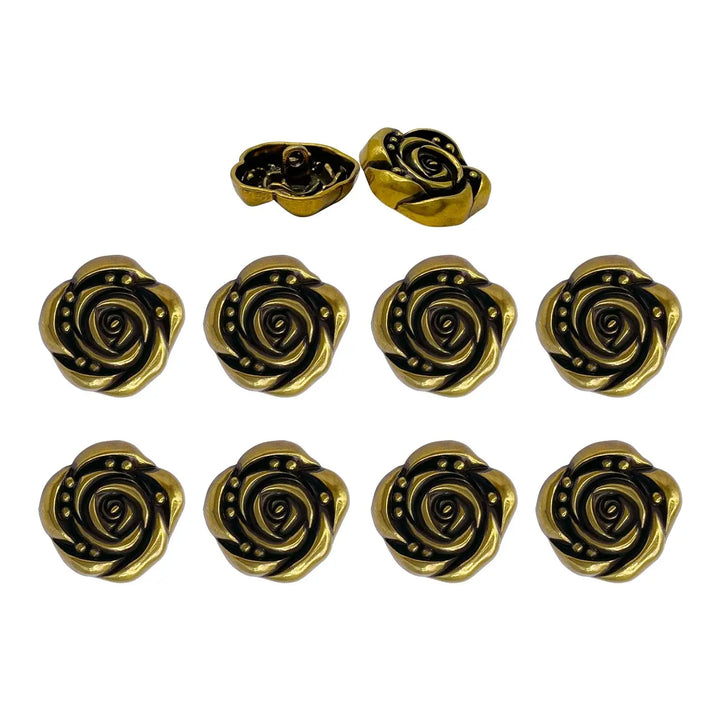 Decorative Rose Metal Buttons | 11mm(17L), 18mm(28L) & 23mm(36L)