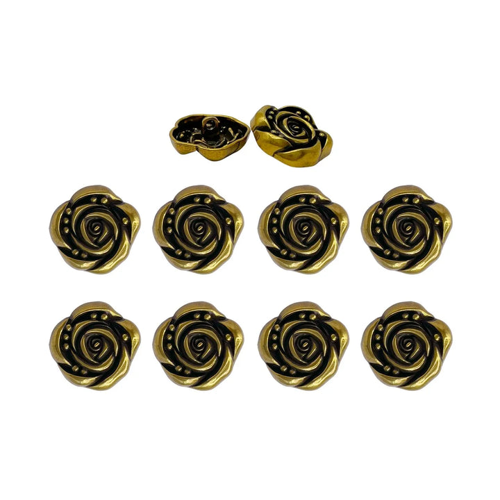 Decorative Rose Metal Buttons | 11mm(17L), 18mm(28L) & 23mm(36L)
