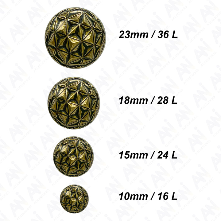 Geometric Metal Buttons for Clothing and Crafts