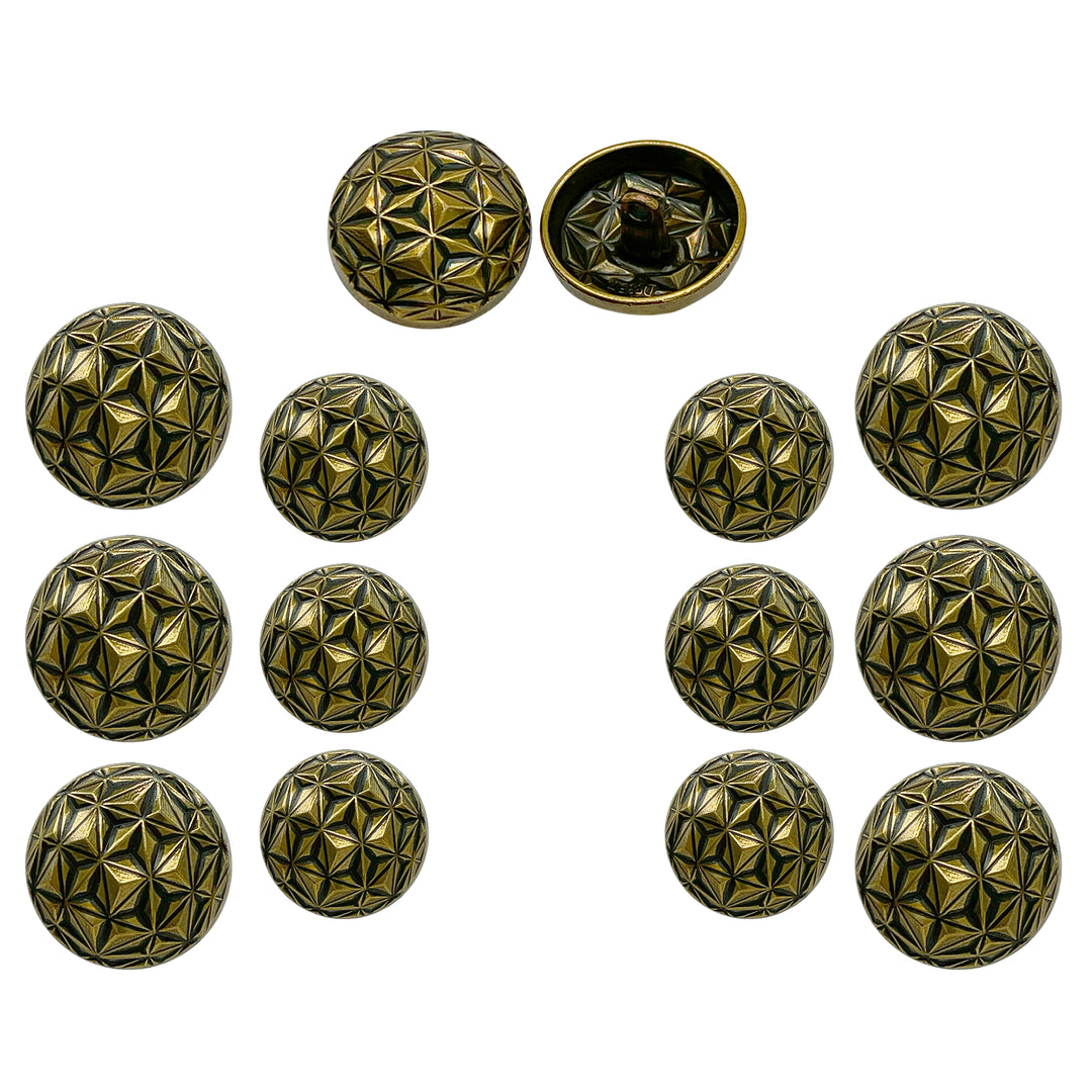 Geometric Metal Buttons for Clothing and Crafts