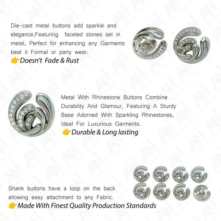 Twirling Elegance Metal Buttons