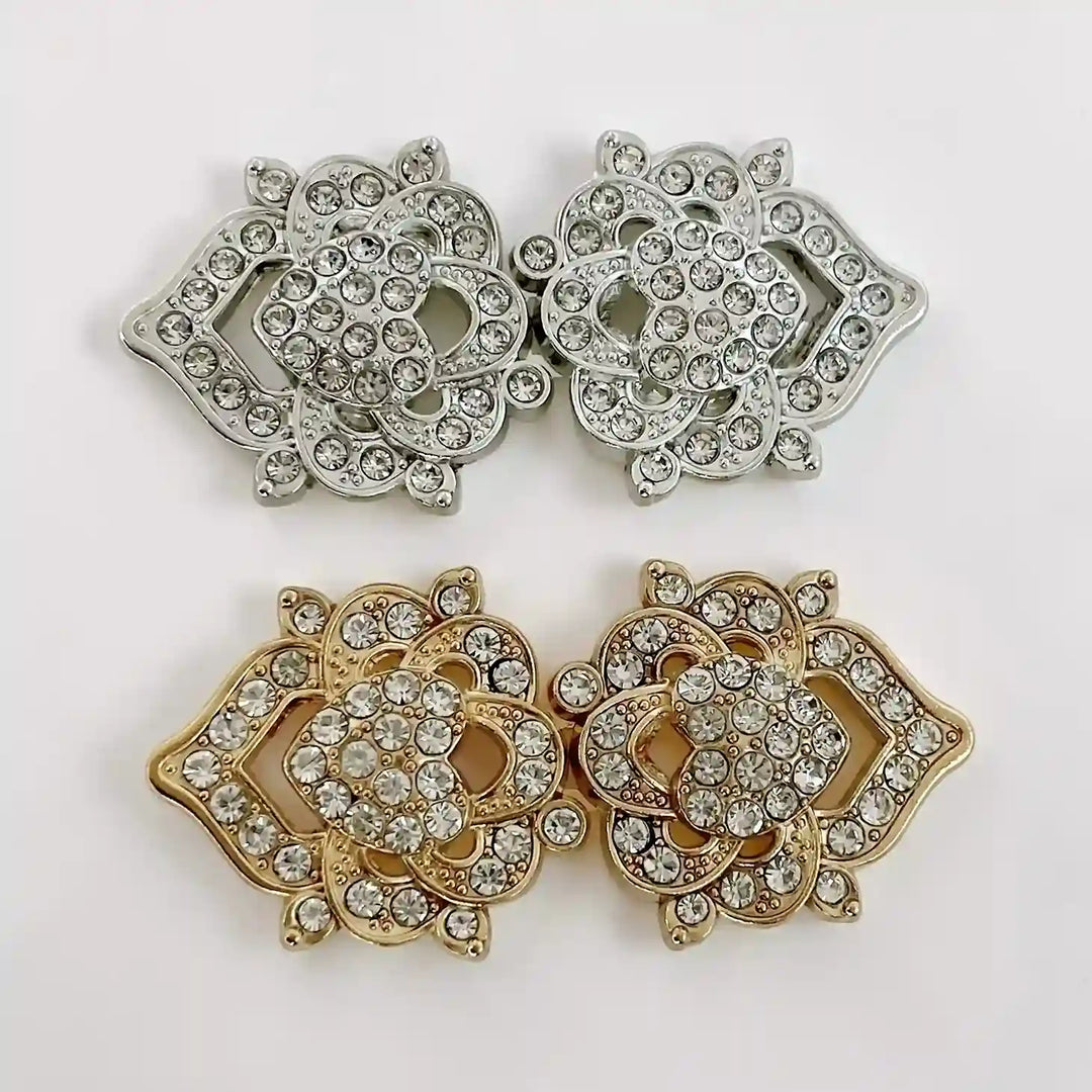 Floral Bow Rhinestone Frog Closure Buttons