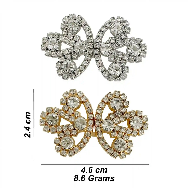 Bow Inspire Rhinestone Metal Frog Closure Buttons