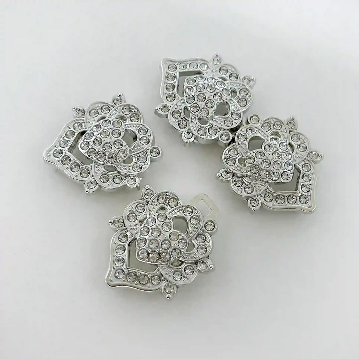Floral Bow Rhinestone Frog Closure Buttons