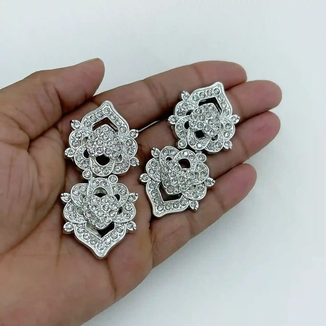 Floral Bow Rhinestone Frog Closure Buttons