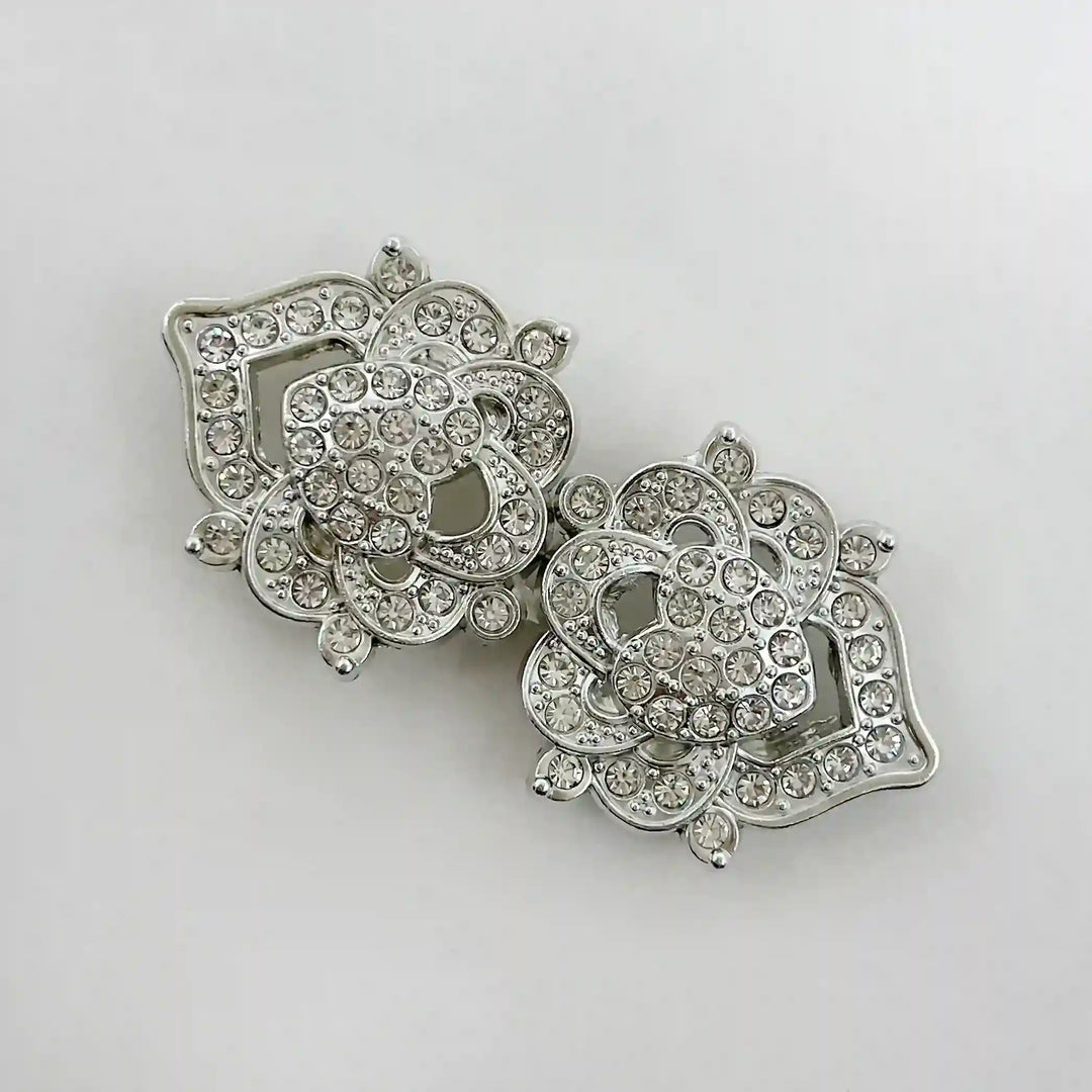 Floral Bow Rhinestone Frog Closure Buttons