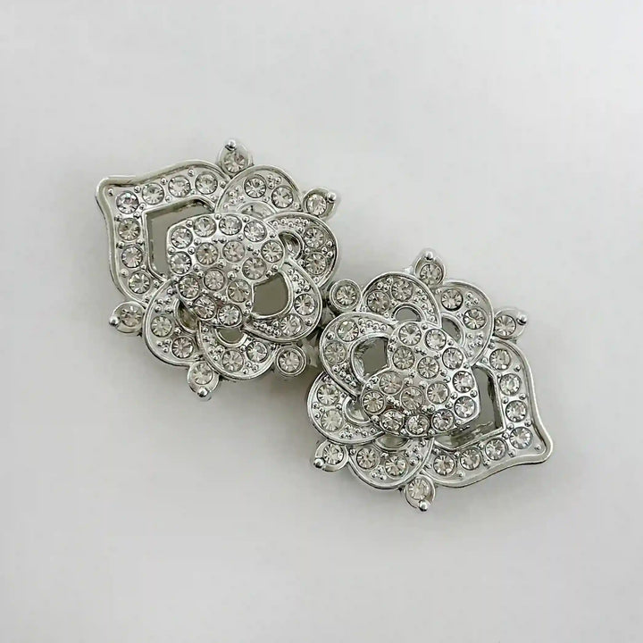 Floral Bow Rhinestone Frog Closure Buttons