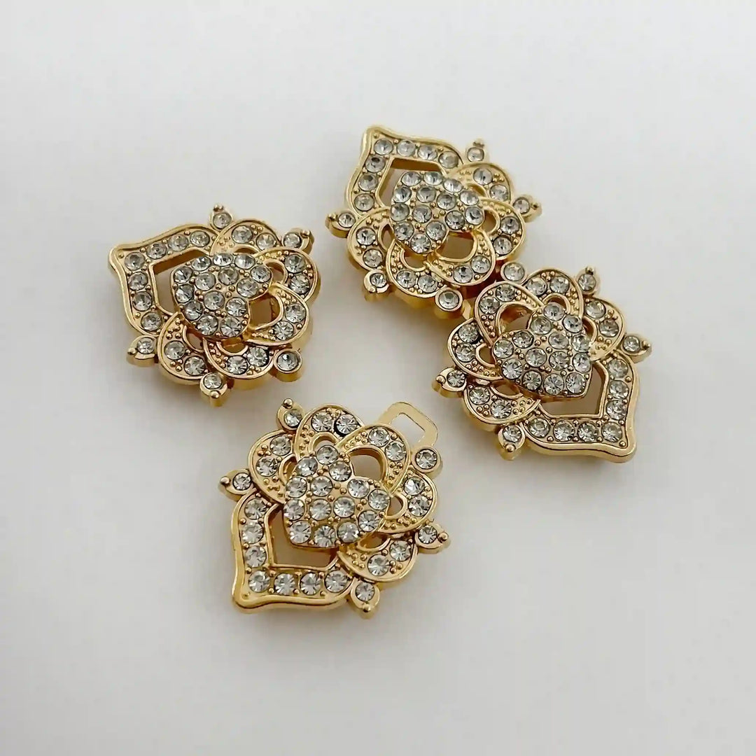 Floral Bow Rhinestone Frog Closure Buttons