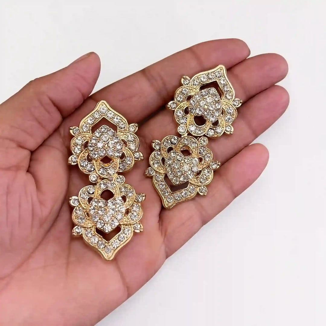 Floral Bow Rhinestone Frog Closure Buttons