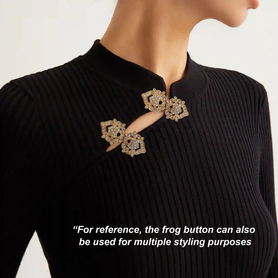 Floral Bow Rhinestone Frog Closure Buttons