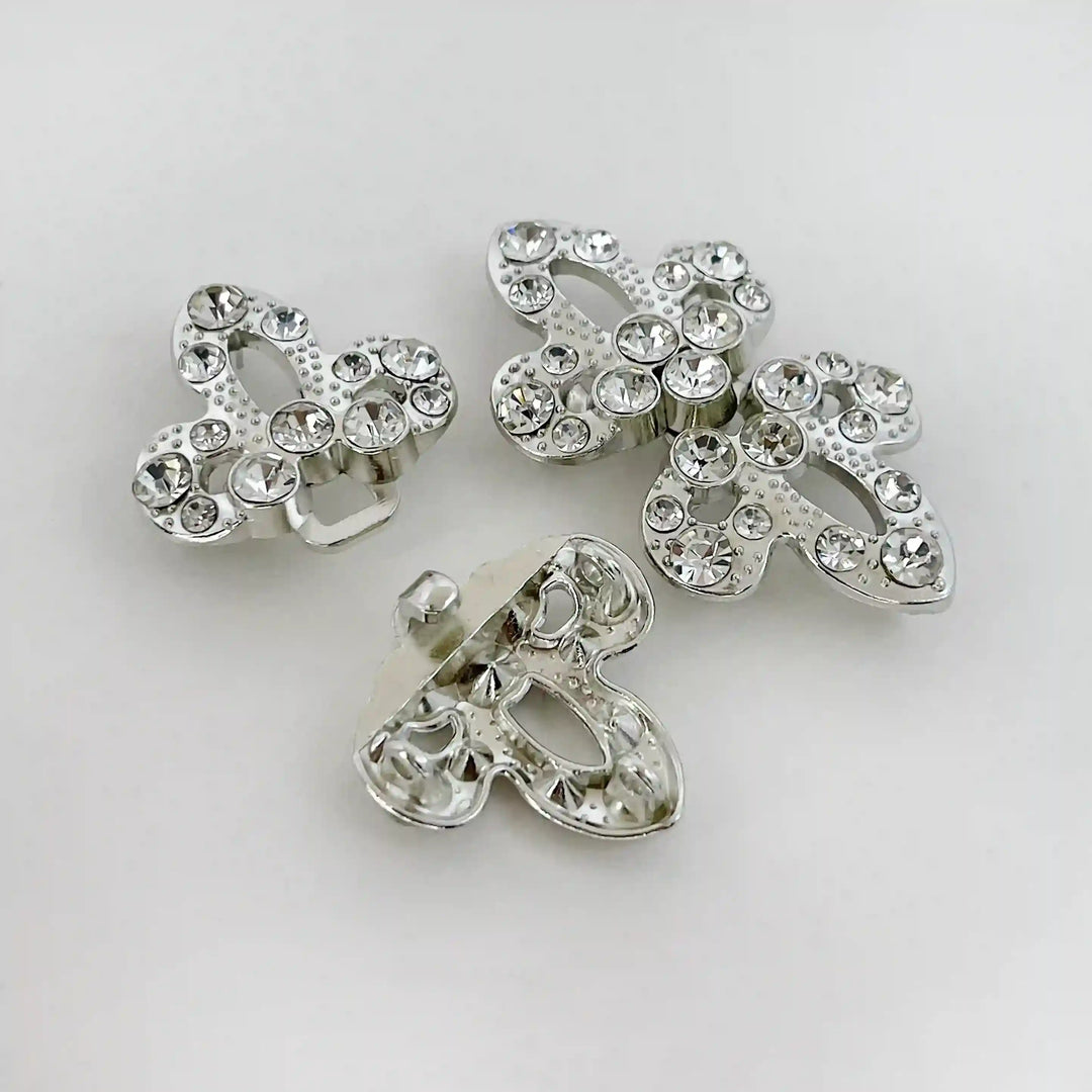 Radiant Crystal Butterfly Metal Frog CLosure Buttons