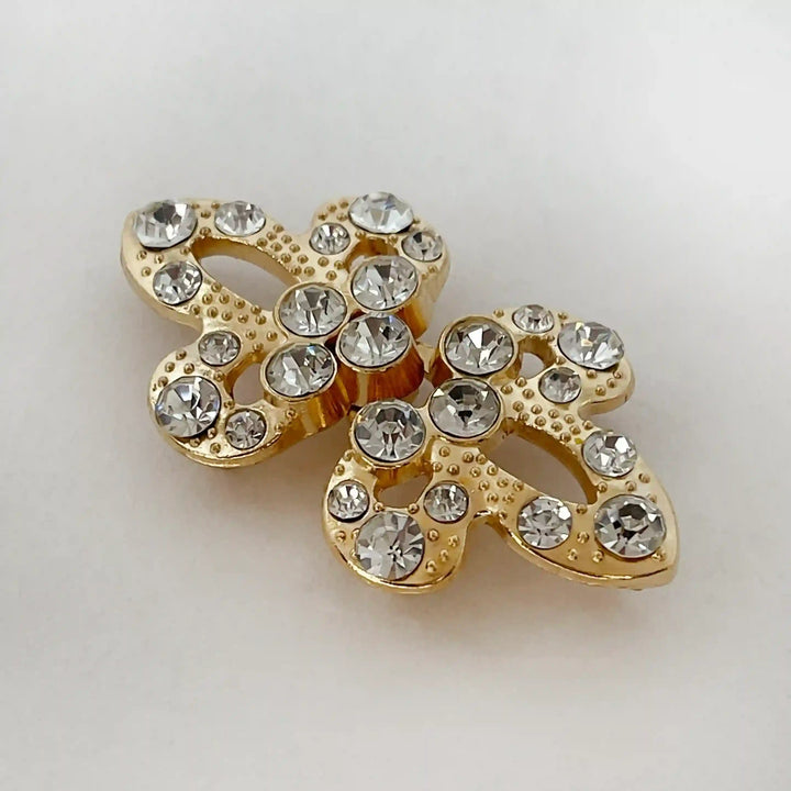 Radiant Crystal Butterfly Metal Frog CLosure Buttons