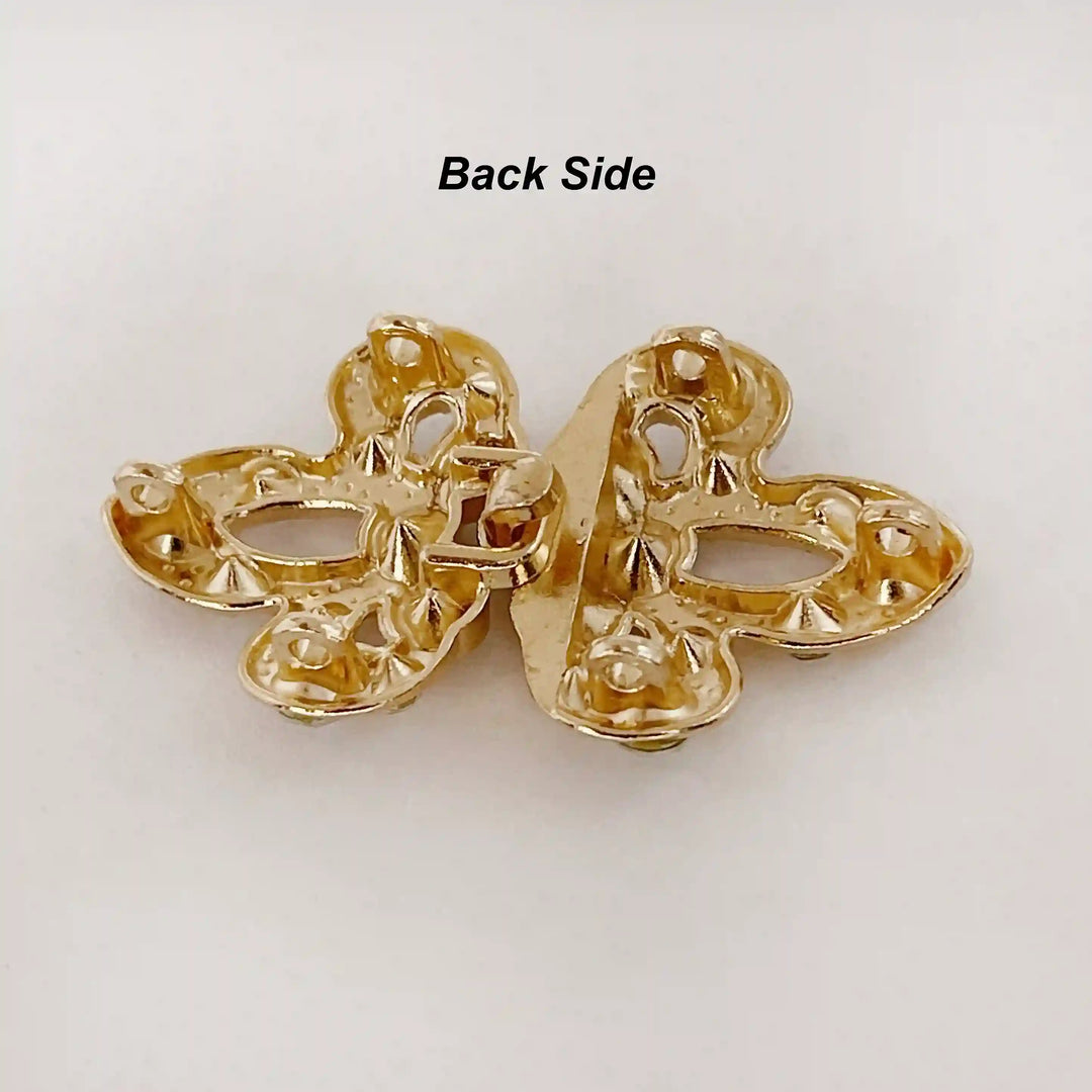 Radiant Crystal Butterfly Metal Frog CLosure Buttons