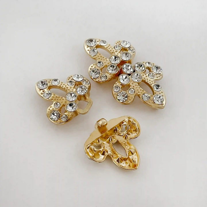 Radiant Crystal Butterfly Metal Frog CLosure Buttons