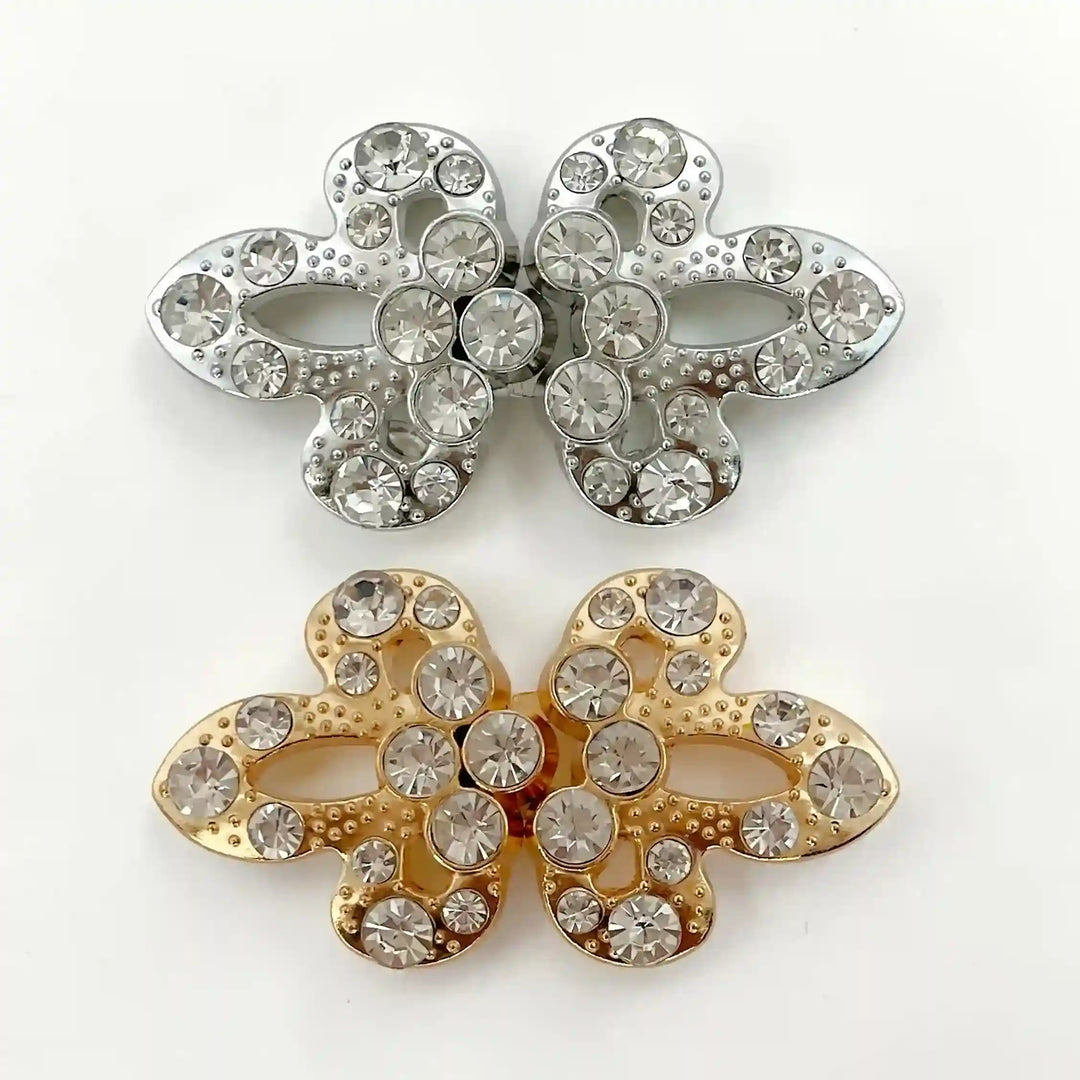 Radiant Crystal Butterfly Metal Frog CLosure Buttons