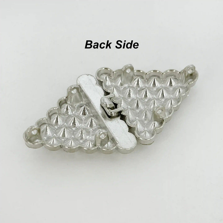 Crystalline Diamond-Grid Metal Frog Closure Buttons