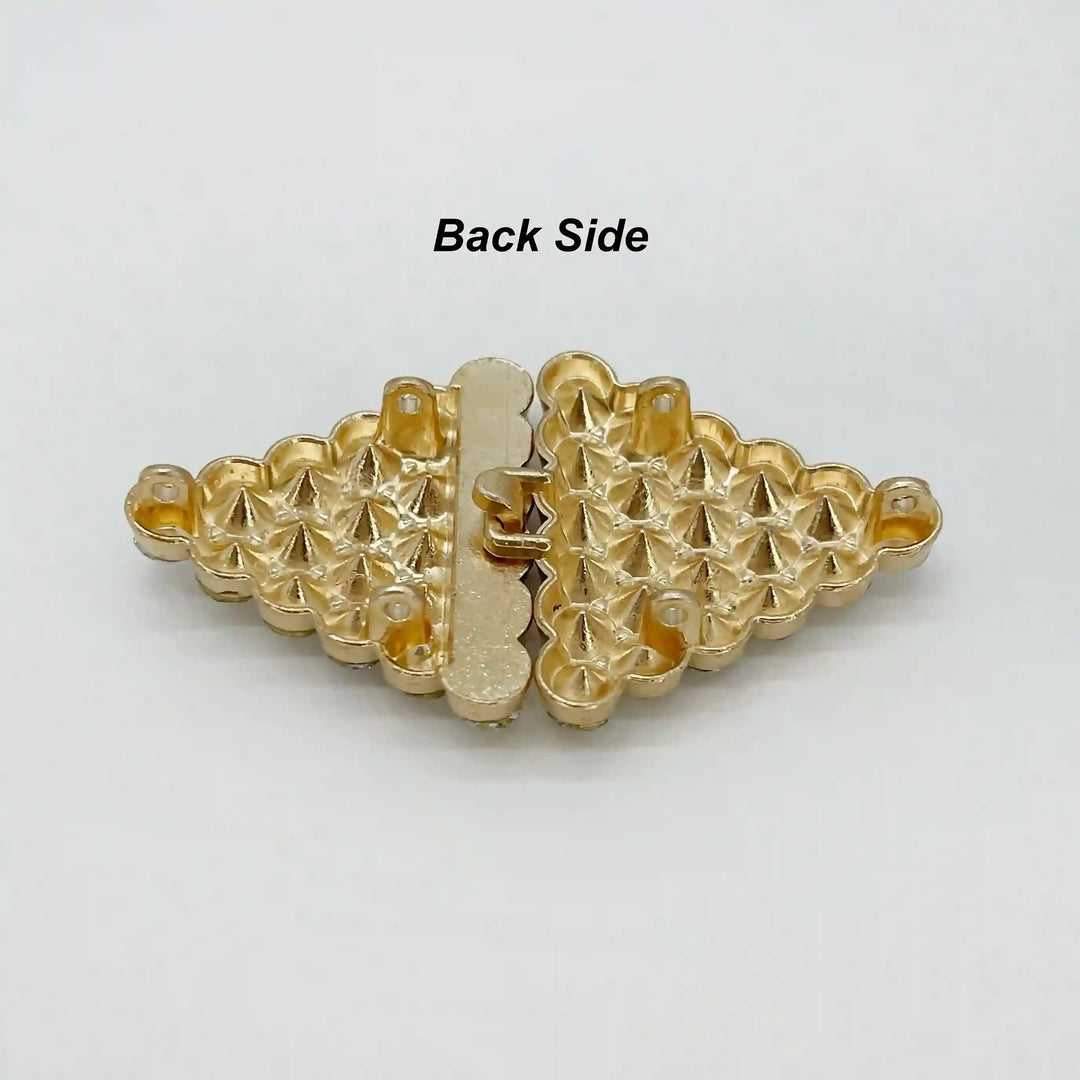 Crystalline Diamond-Grid Metal Frog Closure Buttons