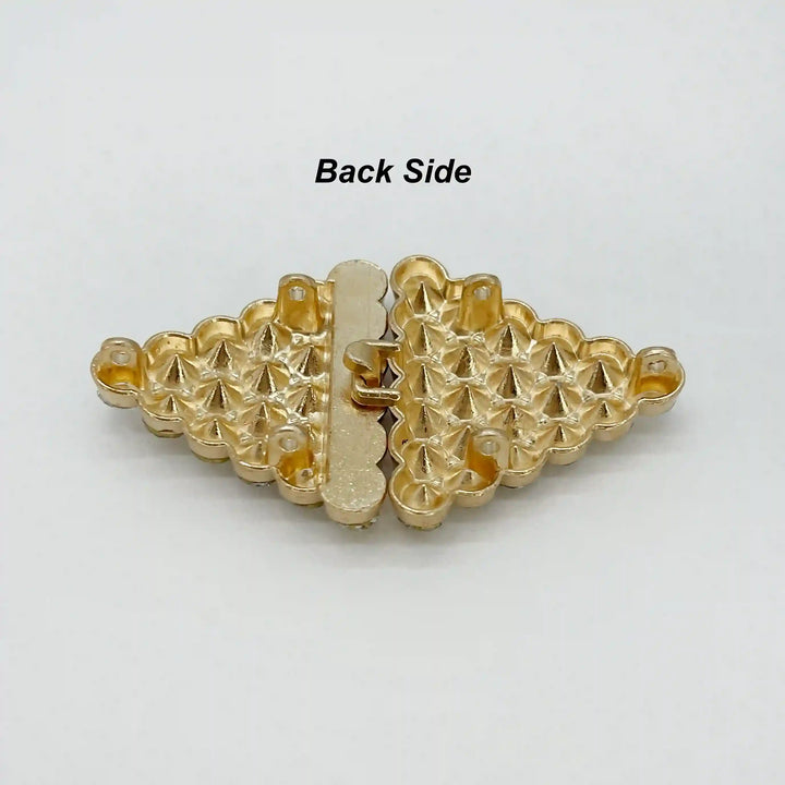 Crystalline Diamond-Grid Metal Frog Closure Buttons