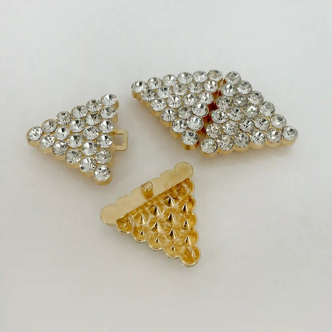 Crystalline Diamond-Grid Metal Frog Closure Buttons