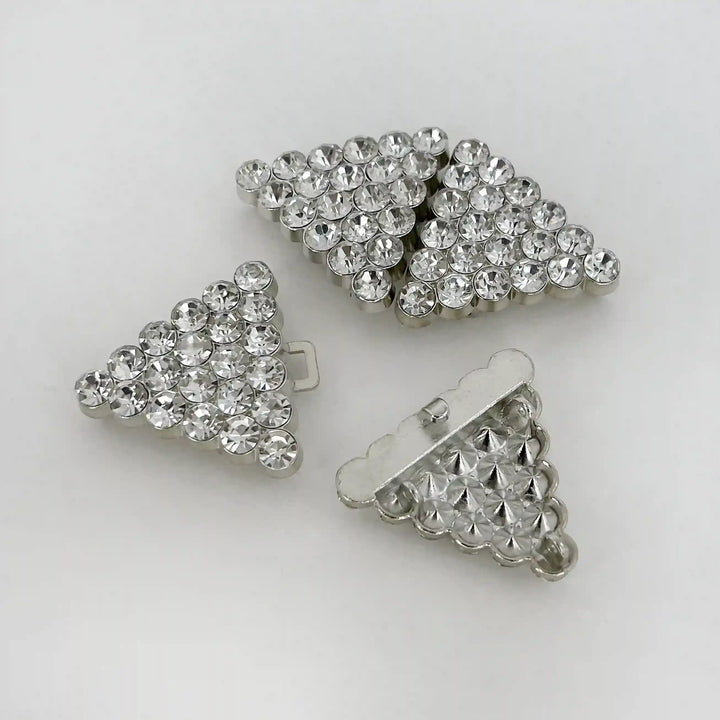 Crystalline Diamond-Grid Metal Frog Closure Buttons