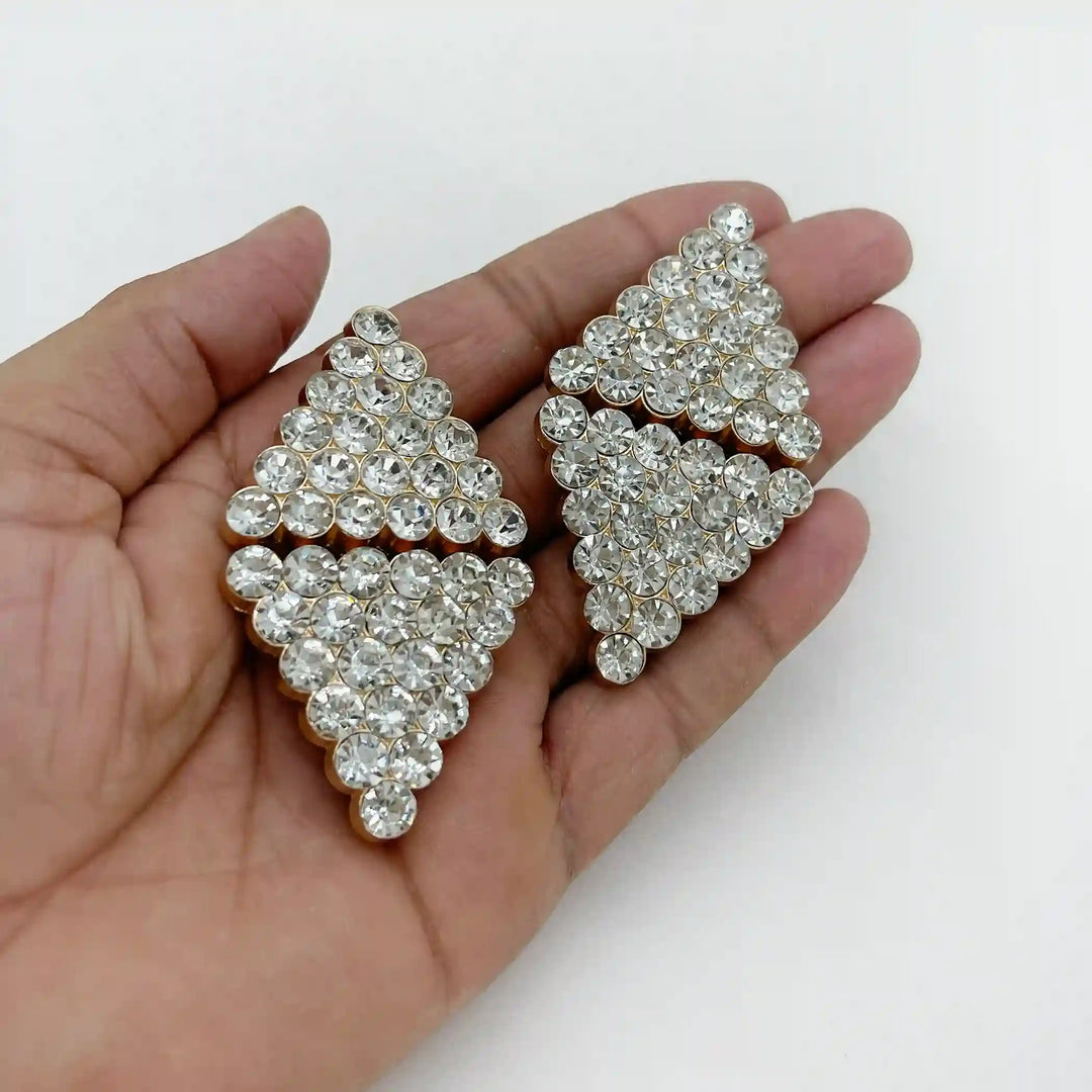 Crystalline Diamond-Grid Metal Frog Closure Buttons