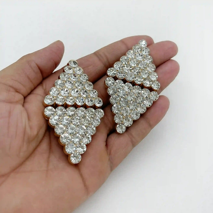Crystalline Diamond-Grid Metal Frog Closure Buttons