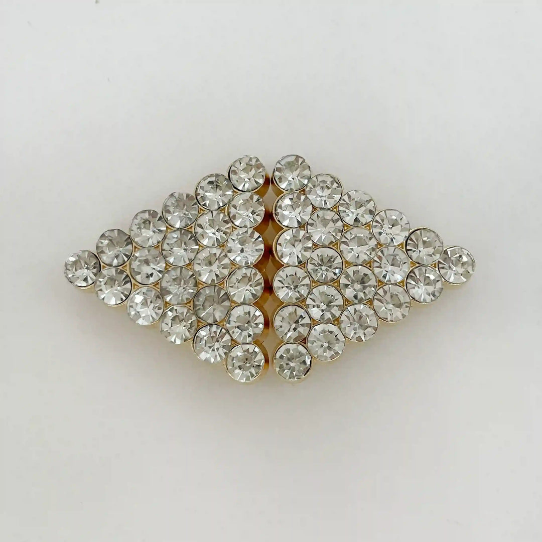 Crystalline Diamond-Grid Metal Frog Closure Buttons